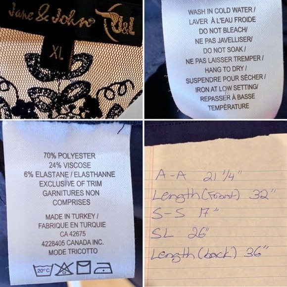 Jane & John Embroidered Lace Tunic Top in Navy Size XL - Picture 8 of 8